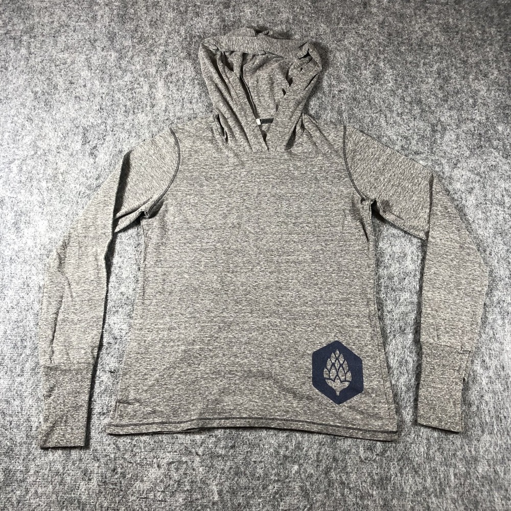 ALO Hoodie Womens Small Gray Heather V Neck Thumbhole Pullover Activewear